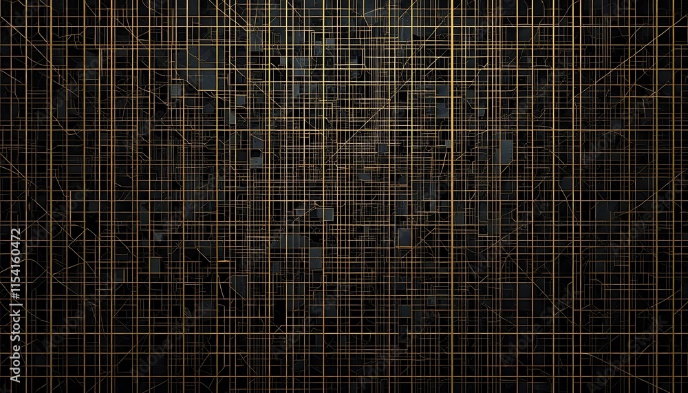 Poster abstract gold grid pattern over dark background