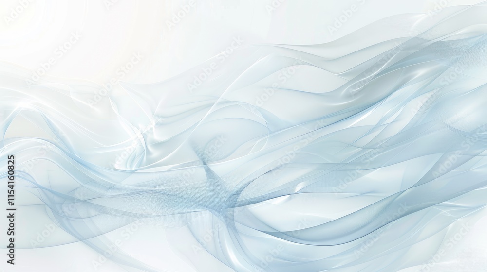 Poster Abstract flowing waves in soft blue tones, creating a serene and calming visual effect.
