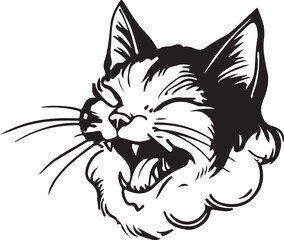 Funny Cat Sketch Cartoon Vector Illustration Graphic