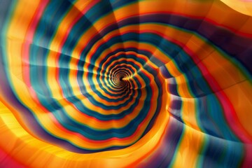 Swirling rainbow vortex creating an abstract tunnel effect