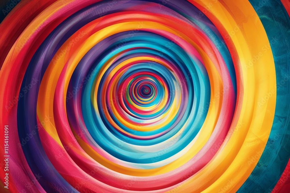 Poster concentric circles in rainbow colors create a mesmerizing tunnel effect, showcasing a vibrant and dy