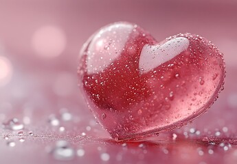 Obraz premium Heart-Shaped Red Object with Water Drops.