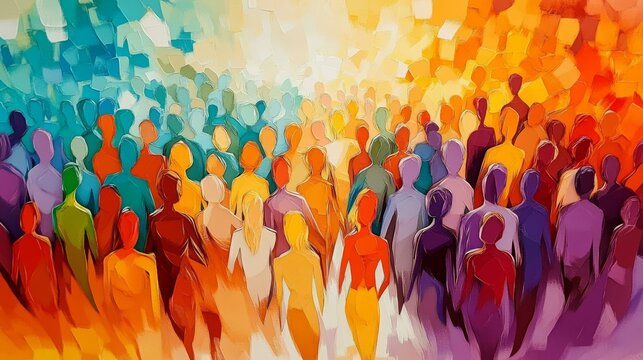 Colorful Crowd Abstract Illustration