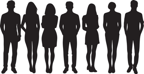 Group of People Standing Silhouette Vector Illustration Graphic
