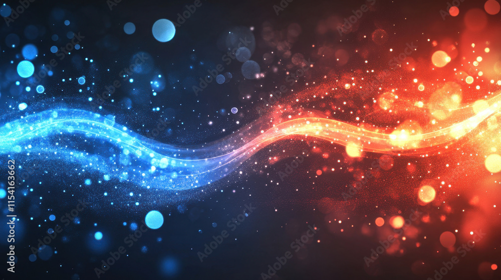 Poster dynamic bokeh lights shimmer in blue and red hues, adding a captivating glow to any celebration or d