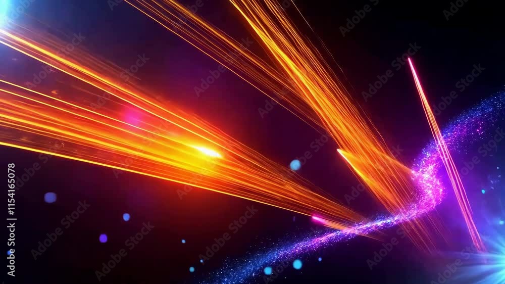 Poster effect of dynamic visuals colorful light trails and vibrant sparks create stunning effect, prores 42