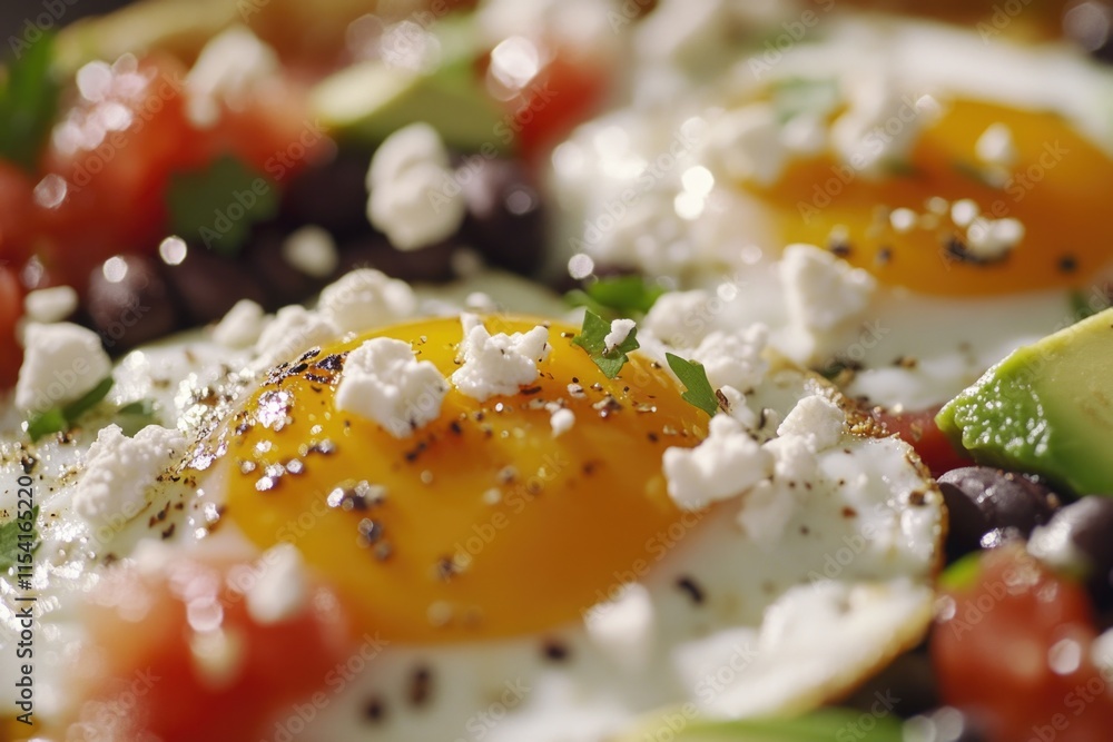 Wall mural Close-up of eggs and avocado on plate