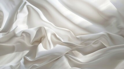 Fototapeta premium A close-up of smooth, flowing white fabric creating a soft, elegant texture.