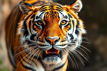 Naklejka premium there is a tiger that is walking around in the grass