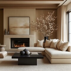 Fototapeta premium Modern Beige Living Room Interior Design