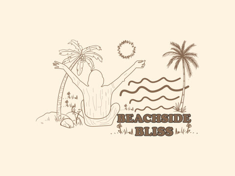 Minimalist beachside bliss graphic t shirt design for summer lovers