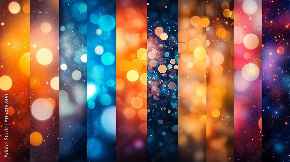 Poster multi-colored bokeh background with festive lights