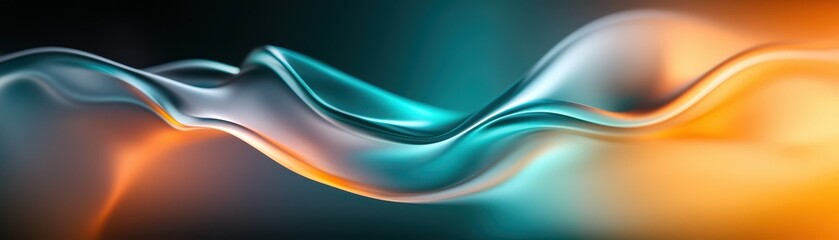 Fototapeta premium A vibrant, flowing abstract design featuring smooth waves in shades of blue and orange, creating a dynamic and visually appealing composition.