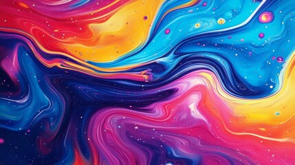 Abstract Colorful Flowing Paint Splatter Art