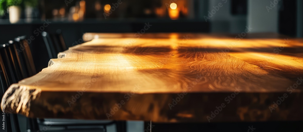 Poster cozy rustic wooden table softly illuminated creating an inviting ambiance for warm gatherings and in