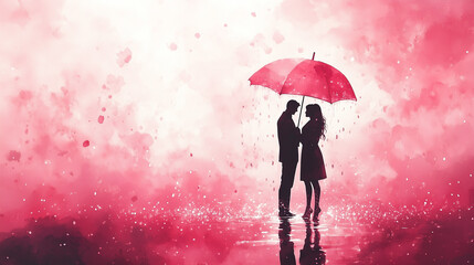couple kissing under umbrella