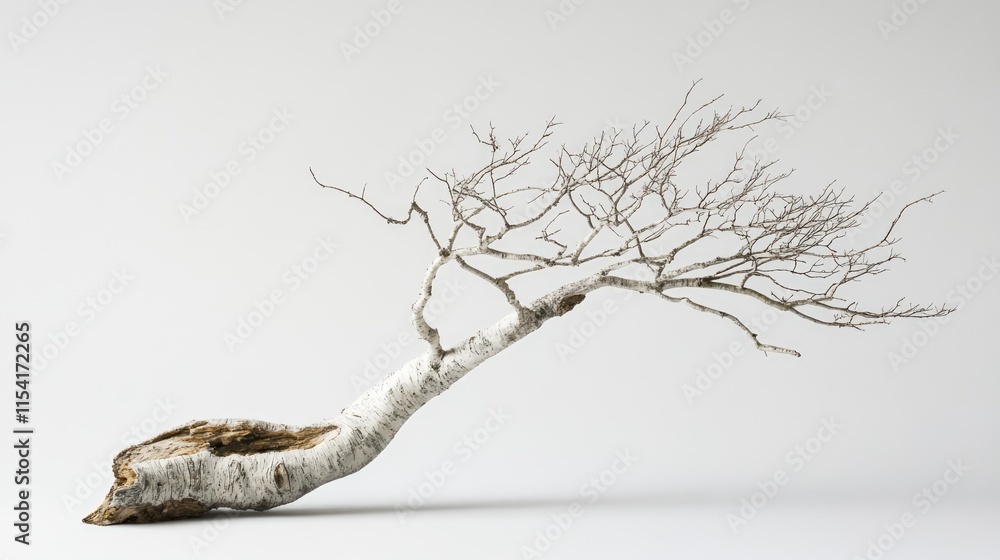 Poster alder tree branch in artistic side view showcasing intricate details of its gnarled structure and ba