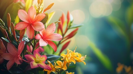 Fototapeta premium Close-up of vibrant tropical flowers