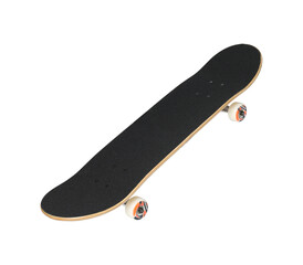 One modern skateboard with black griptape isolated on white © New Africa