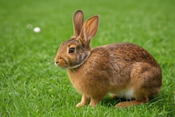 Fototapeta premium there is a rabbit that is sitting in the grass