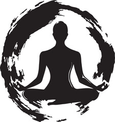 Person Meditating in Lotus Pose Grunge Silhouette Vector Illustration Graphic