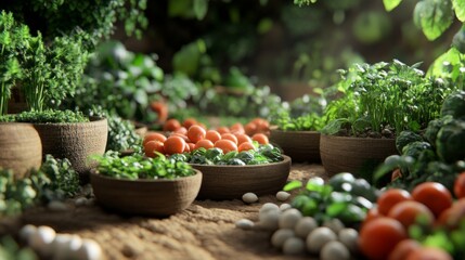 Fresh Produce in Natural Setting with Soft Light Effects