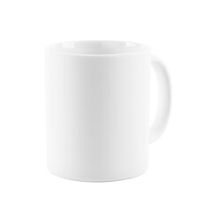 One blank ceramic mug isolated on white. Mockup for design