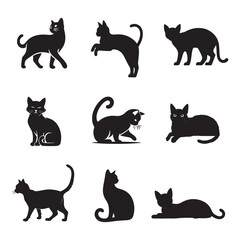 Set Of Cat Silhouette Vector