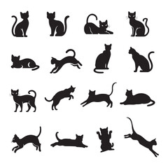 Set of Cat Silhouette Vector
