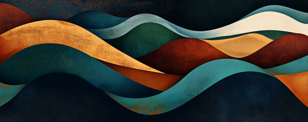 Abstract background with wavy patterns in earthy colors, showcasing the beauty of nature's forms and textures. A stylish illustration for a magazine cover