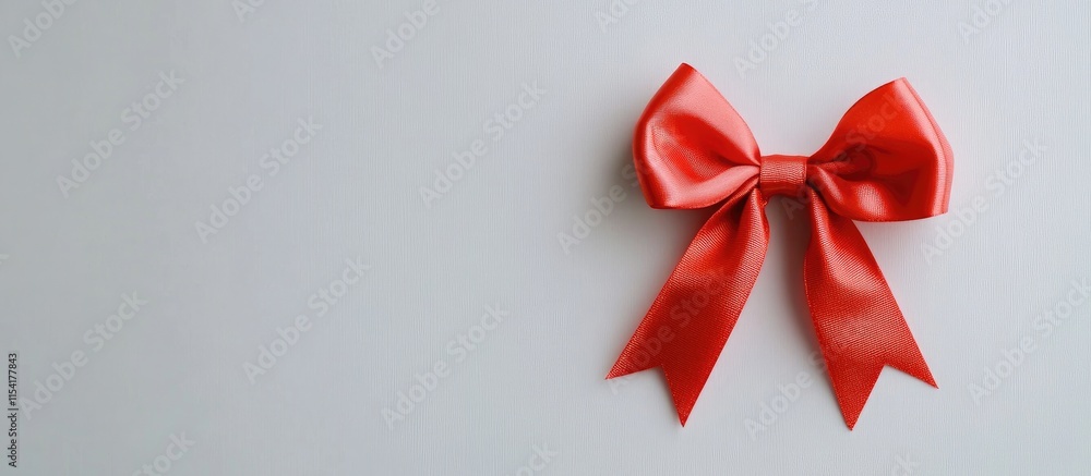 Poster elegant shiny red satin ribbon bow on a clean white background ideal for gifting or decoration with 