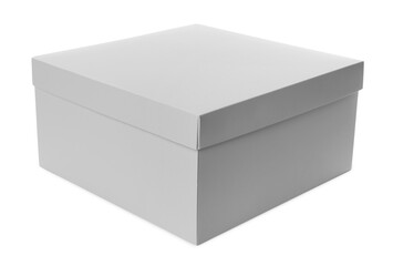 Naklejka premium One blank cardboard box isolated on white. Mockup for design