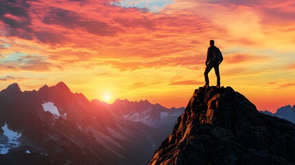 A person standing on a mountaintop gazing into the horizon symbolizing the pursuit of new dreams