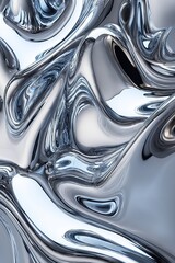 An abstract background featuring flowing metallic textures with smooth, reflective surfaces and intricate patterns