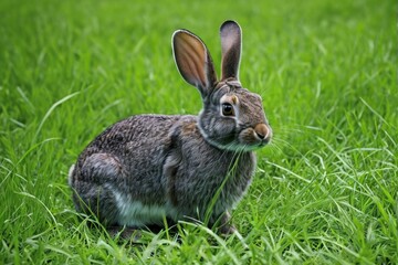 Fototapeta premium there is a rabbit that is sitting in the grass