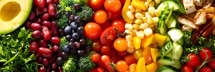 Wholesome Plate: A Perfectly Balanced Meal with Fresh Vegetables, Fruits, Lean Proteins, and Whole Grains for Optimal Health