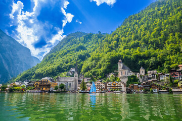 Naklejka premium The village of Hallstatt and the district of Gmunden and Oberösterreich, Austria