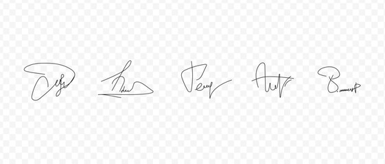 Fake signatures. Fake autograph. Personal signature calligraphy. Contrived signature. 