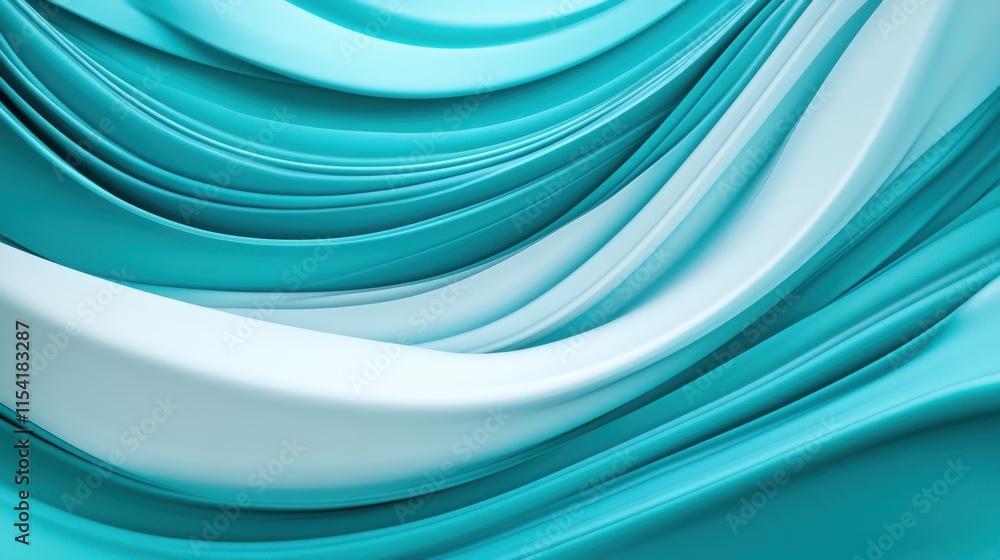 Poster smooth flowing turquoise fabric background for modern abstract design