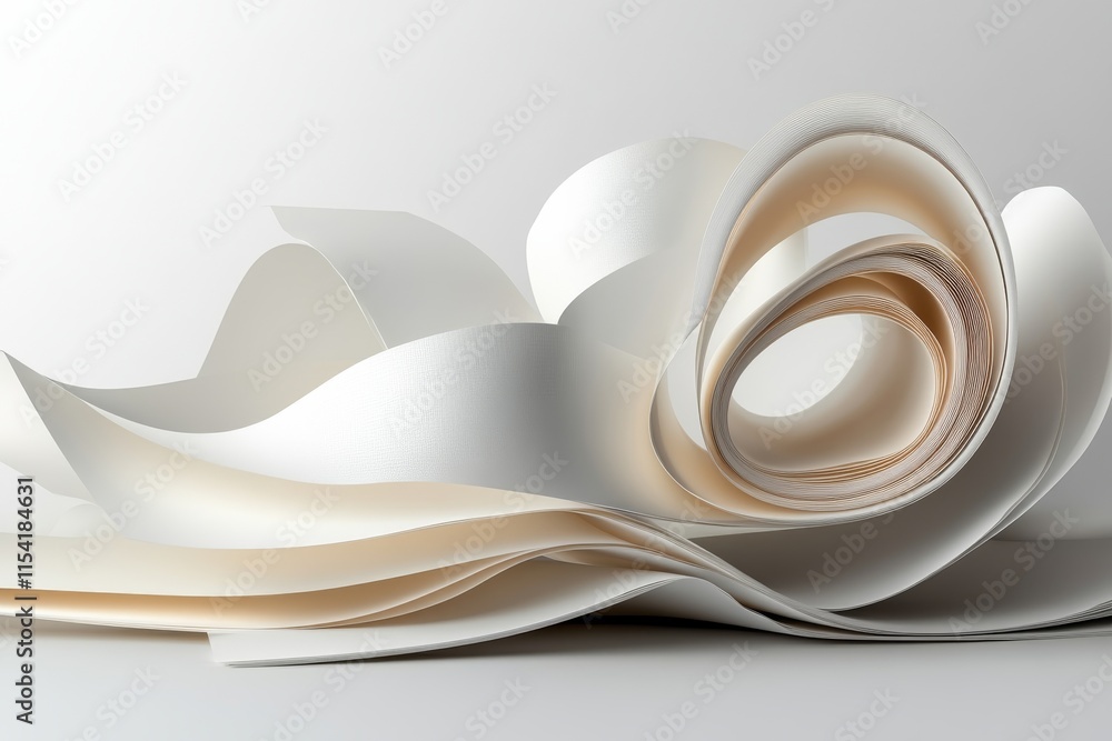 Aufkleber flowing curves of textured paper create an artistic display in soft light for creative inspiration