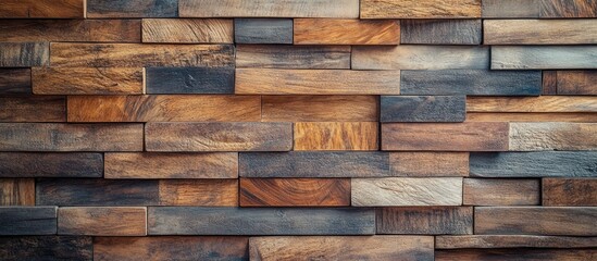 Rustic wooden wall texture with varied hues perfect for backgrounds and graphic design applications showcasing natural aesthetics.