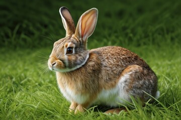 Fototapeta premium there is a rabbit that is sitting in the grass