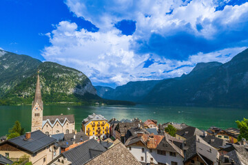 The village of Hallstatt and the district of Gmunden and Ober&ouml;sterreich, Austria