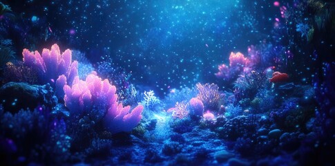 Fototapeta premium Vibrant Coral Reef Illuminated Underwater Scene
