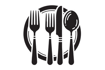 Dinner Plate, Fork and Knife Silhouette 