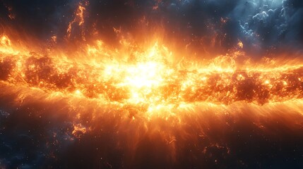 Fototapeta premium Sun ablaze with fiery flames amidst a celestial glow image