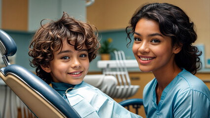 a child at a dentist's appointment.