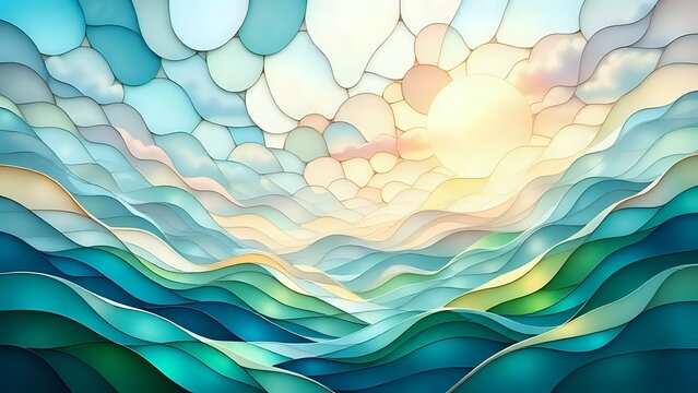 A serene abstract landscape with flowing, organic shapes and soft light that represents emotional resilience, mental peace, and the importance of mental health care.
