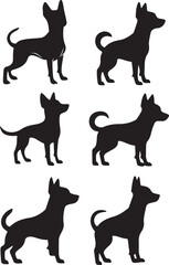 Toy Fox Terrier Dog Silhouette Set Vector Illustration Graphic