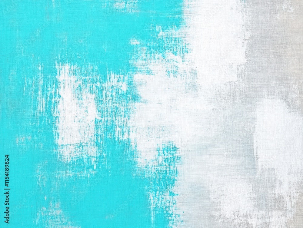 Poster abstract texture with turquoise and gray brush strokes on canvas background